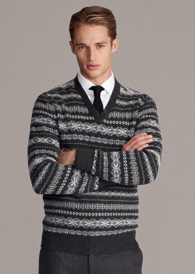 Sueter Ralph Lauren Hombre Grises Oscuro - Fair Isle Cashmere - HUGAE4083